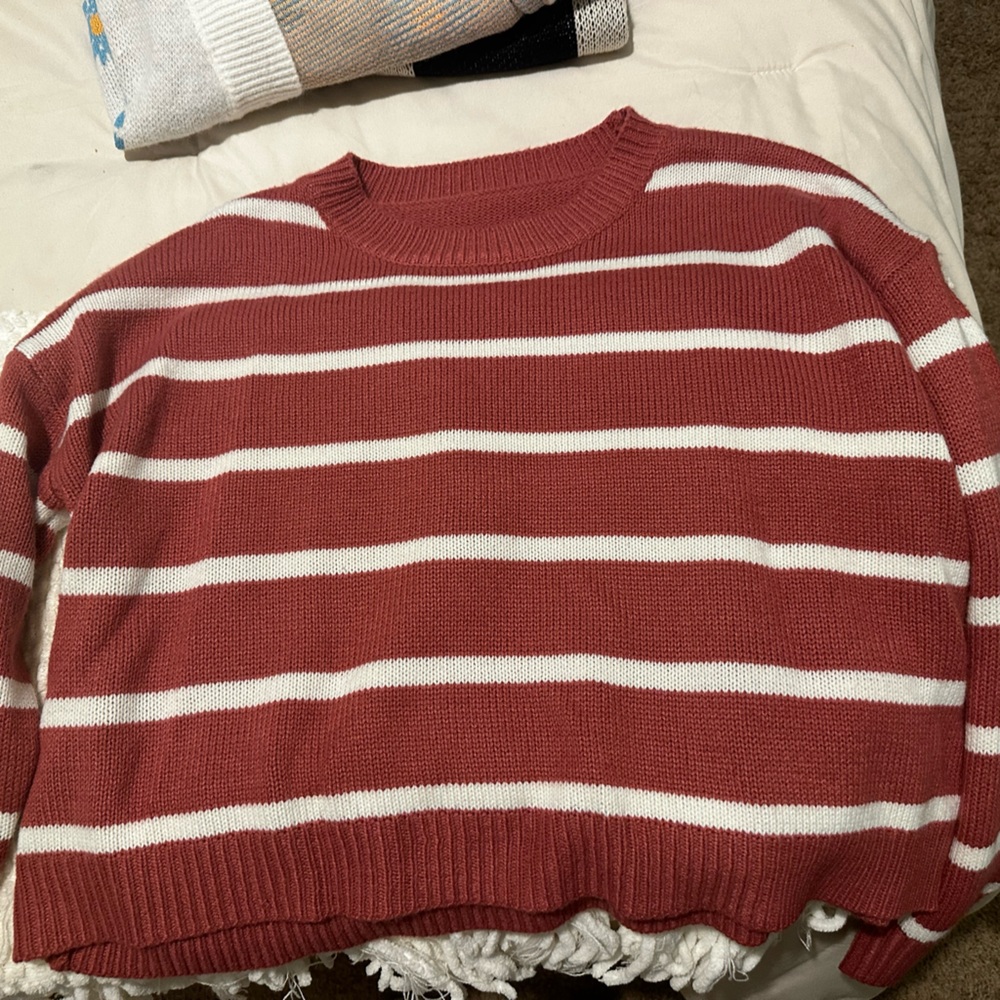 Rose colored striped sweater